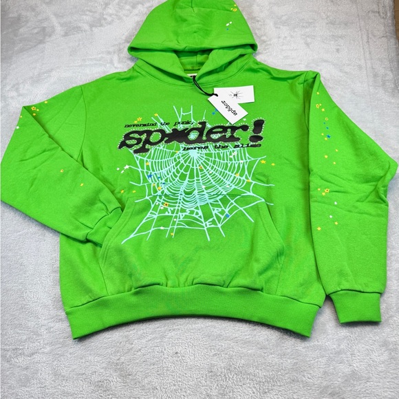 Spider Other - Green Sp5der Graphic Hoodie Unisex Size M